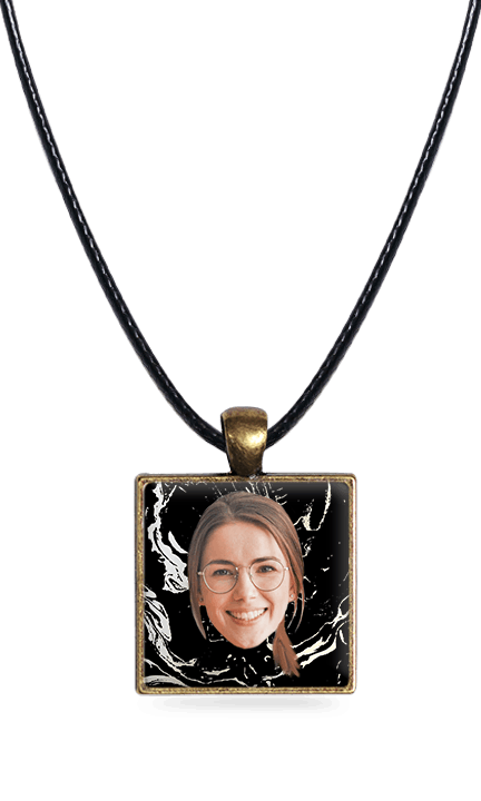 Brass Square Necklace - Dark Marble