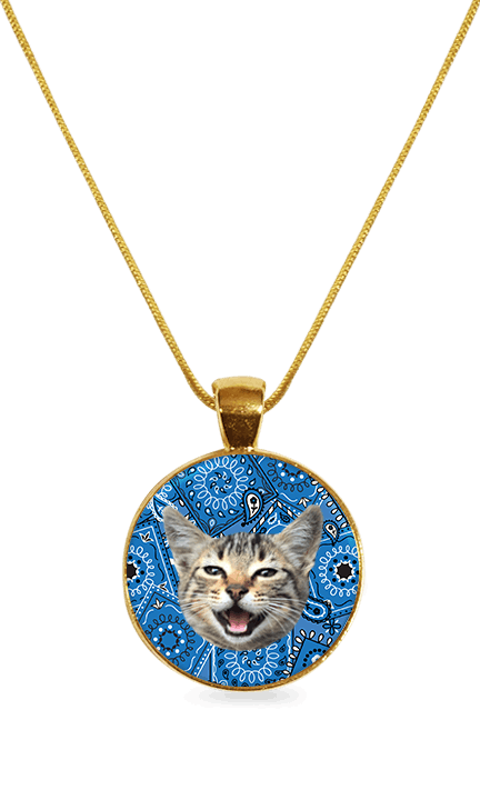 Gold Circle Necklace - Bandana - Blue